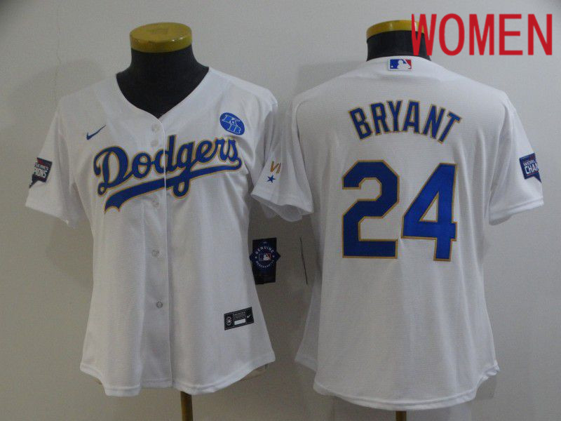 Women Los Angeles Dodgers #24 Bryant White Game 2021 Nike MLB Jersey1